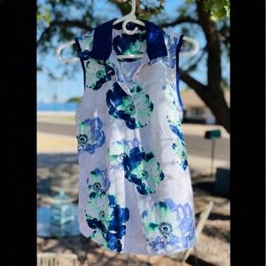Lady Hagen Multi-colored floral sleeveless collared Golf Top Hydrodri Size M